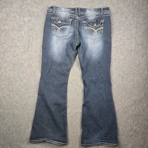 Angels Flare Jeans Womens 17 Blue Flap Pocket Thick Stitch Low Rise Y2K Skater